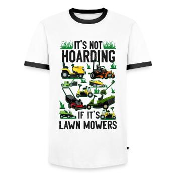 Lawn Mower Mowing Dad Father - Männer Kontrast-T-Shirt - Weiß/Schwarz - Vorne - AI Model Female 172 light (172cm) & AI Model Male 178 dark (178cm)