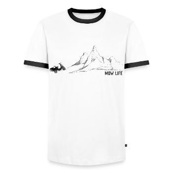 Lawn Mower Mowing Dad Father - Männer Kontrast-T-Shirt - Weiß/Schwarz - Vorne - AI Model Female 172 light (172cm) & AI Model Male 178 dark (178cm)