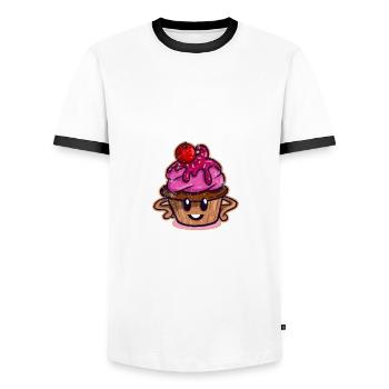 Cupcake Always Puts Me In Mood - Men's Ringer Shirt - white/black - Front - AI Model Female 172 light (172cm) & AI Model Male 178 dark (178cm)