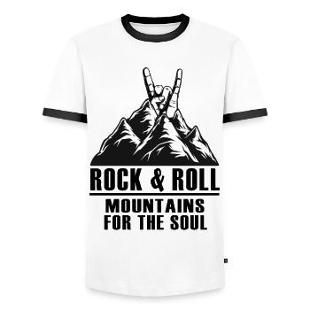 climbing carabiner rock climbing mountain hiking - Men's Ringer Shirt - white/black - Front - AI Model Female 172 light (172cm) & AI Model Male 178 dark (178cm)