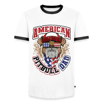 American Pitbull Dad 4 juillet - T-shirt contrasté Homme - blanc/noir - Devant - AI Model Female 172 light (172cm) & AI Model Male 178 dark (178cm)