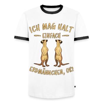 Erdmännchen Lustige Spruch Tier Mangusten Geschenk - Männer Kontrast-T-Shirt - Weiß/Schwarz - Vorne - AI Model Female 172 light (172cm) & AI Model Male 178 dark (178cm)