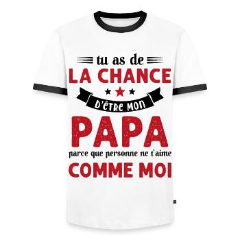 La chance d'être mon Papa Cadeau Humour Futur père - T-shirt contrasté Homme - blanc/noir - Devant - AI Model Female 172 light (172cm) & AI Model Male 178 dark (178cm)