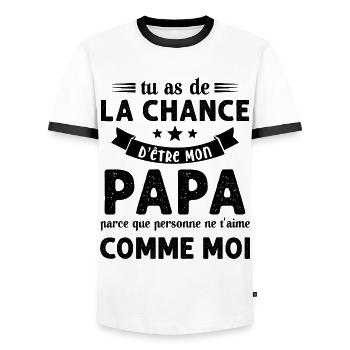La chance d'être mon Papa Cadeau Humour Futur père - T-shirt contrasté Homme - blanc/noir - Devant - AI Model Female 172 light (172cm) & AI Model Male 178 dark (178cm)