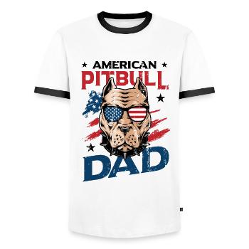 American Pitbull Dad 4 juillet - T-shirt contrasté Homme - blanc/noir - Devant - AI Model Female 172 light (172cm) & AI Model Male 178 dark (178cm)