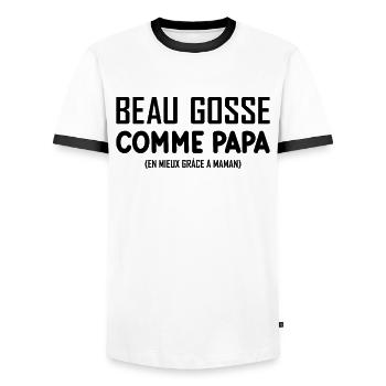 Beau Gosse Comme Papa Cadeau Maman Body Enceinte - T-shirt contrasté Homme - blanc/noir - Devant - AI Model Female 172 light (172cm) & AI Model Male 178 dark (178cm)