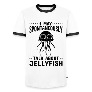 Je peux dire spontanément Jellyfish Lover Jellyfish - T-shirt contrasté Homme - blanc/noir - Devant - AI Model Female 172 light (172cm) & AI Model Male 178 dark (178cm)