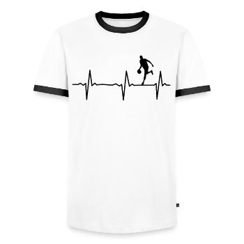 Basketball Heartbeat Basketball Player - Men's Ringer Shirt - white/black - Front - AI Model Female 172 light (172cm) & AI Model Male 178 dark (178cm)