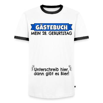 28. Geburtstag Gästebuch 28 Jahre alt Geschenk - Männer Kontrast-T-Shirt - Weiß/Schwarz - Vorne - AI Model Female 172 light (172cm) & AI Model Male 178 dark (178cm)