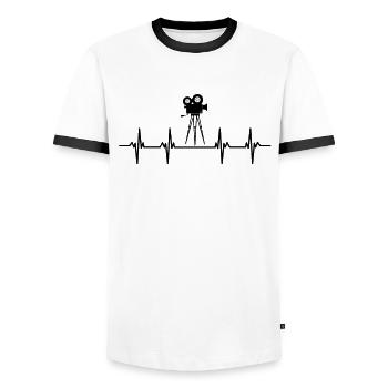 Filmen Regisseur Schauspieler Schauspielerin Film - Männer Kontrast-T-Shirt - Weiß/Schwarz - Vorne - AI Model Female 172 light (172cm) & AI Model Male 178 dark (178cm)