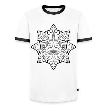 Aztec Sunstone Aztec Sun Symbol M - Men's Ringer Shirt - white/black - Front - AI Model Female 172 light (172cm) & AI Model Male 178 dark (178cm)