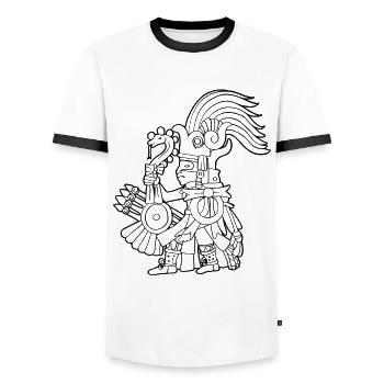 Huitzilopochtli Aztèque Dieu Aztèque Mythologie Maya - T-shirt contrasté Homme - blanc/noir - Devant - AI Model Female 172 light (172cm) & AI Model Male 178 dark (178cm)