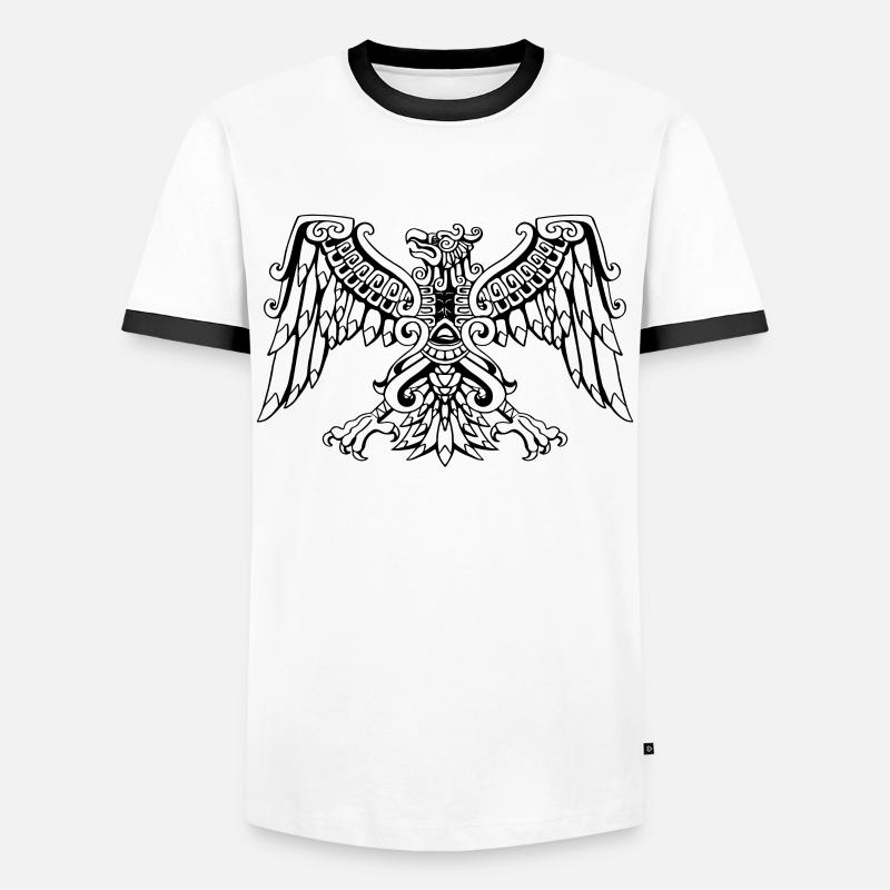 Aztec Eagle Mexican Eagle Maya - Men's Ringer Shirt - white/black