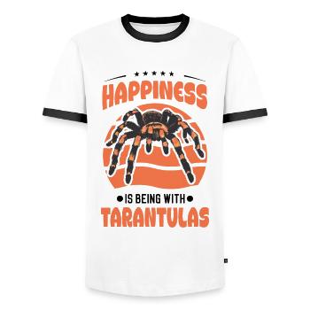 Happiness is being with Tarantulas Tarantel - Männer Kontrast-T-Shirt - Weiß/Schwarz - Vorne - AI Model Female 172 light (172cm) & AI Model Male 178 dark (178cm)