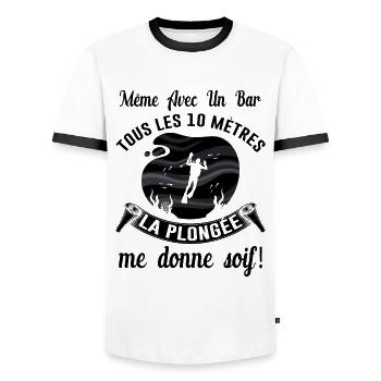 Plongée Sous Marine Mer Idée Cadeau Plongeur Océan - T-shirt contrasté Homme - blanc/noir - Devant - AI Model Female 172 light (172cm) & AI Model Male 178 dark (178cm)