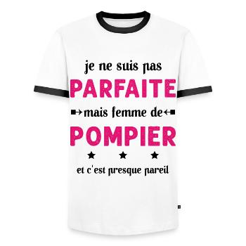 pas parfaite mais femme de pompier - T-shirt contrasté Homme - blanc/noir - Devant - AI Model Female 172 light (172cm) & AI Model Male 178 dark (178cm)
