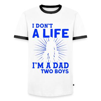 Vintage Vater Papa Zwei Jungen - Männer Kontrast-T-Shirt - Weiß/Schwarz - Vorne - AI Model Female 172 light (172cm) & AI Model Male 178 dark (178cm)