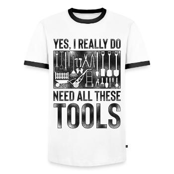 Paysagiste Aménagement Paysager - T-shirt contrasté Homme - blanc/noir - Devant - AI Model Female 172 light (172cm) & AI Model Male 178 dark (178cm)