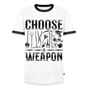 Paysagiste Aménagement Paysager - T-shirt contrasté Homme - blanc/noir - Devant - AI Model Female 172 light (172cm) & AI Model Male 178 dark (178cm)