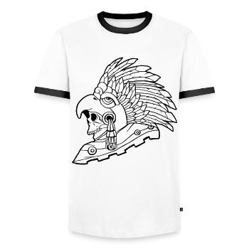 Aztèque Eagle Warrior Mayan Skull Inca - T-shirt contrasté Homme - blanc/noir - Devant - AI Model Female 172 light (172cm) & AI Model Male 178 dark (178cm)