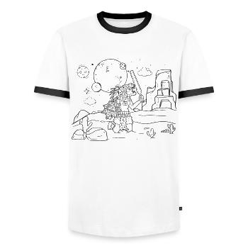 Aztec Jaguar Warrior Mayan Inca - Men's Ringer Shirt - white/black - Front - AI Model Female 172 light (172cm) & AI Model Male 178 dark (178cm)