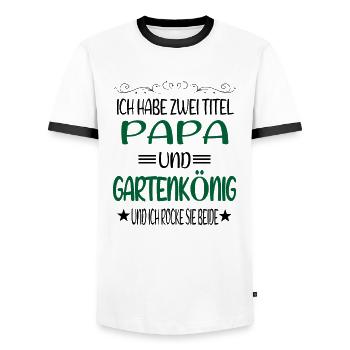 Gärtner Ich Habe Zwei Titel Papa Und Gartenkönig - Männer Kontrast-T-Shirt - Weiß/Schwarz - Vorne - AI Model Female 172 light (172cm) & AI Model Male 178 dark (178cm)
