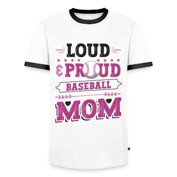 Laut und stolzer Baseball-Mutter - Männer Kontrast-T-Shirt - Weiß/Schwarz - Vorne - AI Model Female 172 light (172cm) & AI Model Male 178 dark (178cm)
