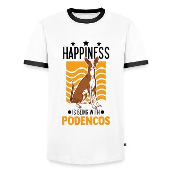 Happiness is being with Podencos - Men's Ringer Shirt - white/black - Front - AI Model Female 172 light (172cm) & AI Model Male 178 dark (178cm)