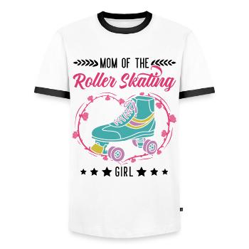 Rollschuh Mädchen Mama Rollkunstlauf - Männer Kontrast-T-Shirt - Weiß/Schwarz - Vorne - AI Model Female 172 light (172cm) & AI Model Male 178 dark (178cm)