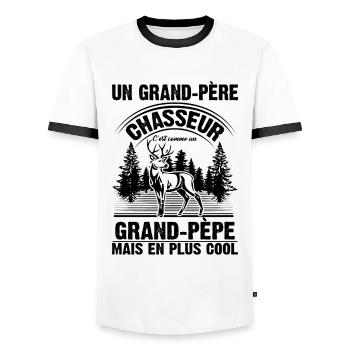 Grand-père Chasseur Chasser Cadeau Fête Des Pères - T-shirt contrasté Homme - blanc/noir - Devant - AI Model Female 172 light (172cm) & AI Model Male 178 dark (178cm)