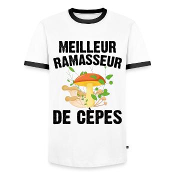 Meilleur Ramasseur De Cèpes Champignon Cadeau Cèpe - T-shirt contrasté Homme - blanc/noir - Devant - AI Model Female 172 light (172cm) & AI Model Male 178 dark (178cm)