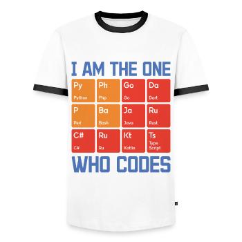 I Am The One Who Codes Programming Programmer Nerd - Männer Kontrast-T-Shirt - Weiß/Schwarz - Vorne - AI Model Female 172 light (172cm) & AI Model Male 178 dark (178cm)