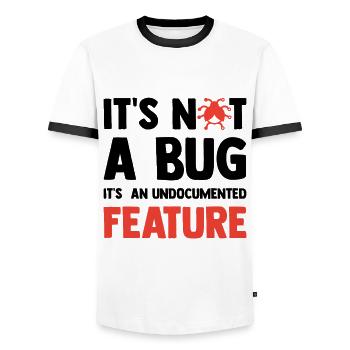 It's Not A Bug It's An Undocumented Feature Softwa - Männer Kontrast-T-Shirt - Weiß/Schwarz - Vorne - AI Model Female 172 light (172cm) & AI Model Male 178 dark (178cm)