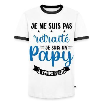 Je ne suis pas Retraité je suis un Papy - T-shirt contrasté Homme - blanc/noir - Devant - AI Model Female 172 light (172cm) & AI Model Male 178 dark (178cm)