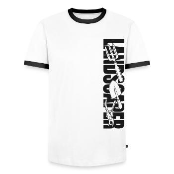 Paysagiste Aménagement Paysager - T-shirt contrasté Homme - blanc/noir - Devant - AI Model Female 172 light (172cm) & AI Model Male 178 dark (178cm)