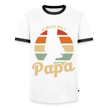 Reliable Father Dad Papa - Men's Ringer Shirt - white/black - Front - AI Model Female 172 light (172cm) & AI Model Male 178 dark (178cm)