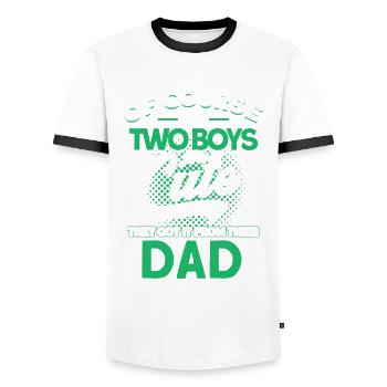 Vendanges Père Papa Deux garçons - T-shirt contrasté Homme - blanc/noir - Devant - AI Model Female 172 light (172cm) & AI Model Male 178 dark (178cm)