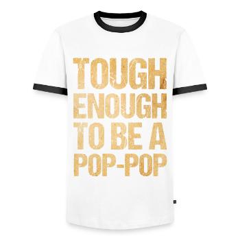 Pop-Pop Grandpa Grandfather Grandfather - Men's Ringer Shirt - white/black - Front - AI Model Female 172 light (172cm) & AI Model Male 178 dark (178cm)