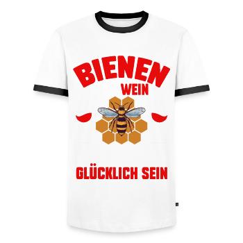 Wein Imker Biene Bienen - Männer Kontrast-T-Shirt - Weiß/Schwarz - Vorne - AI Model Female 172 light (172cm) & AI Model Male 178 dark (178cm)