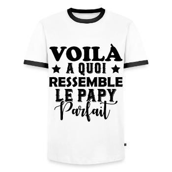 Voila À Quoi Ressemble Le Papy Parfait - T-shirt contrasté Homme - blanc/noir - Devant - AI Model Female 172 light (172cm) & AI Model Male 178 dark (178cm)