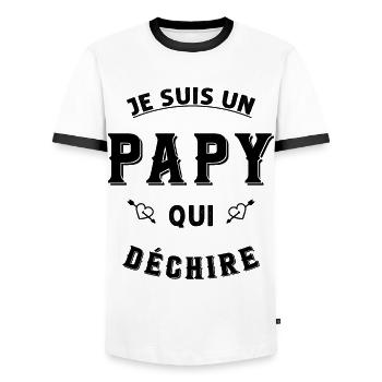 Je suis un papy qui déchire - T-shirt contrasté Homme - blanc/noir - Devant - AI Model Female 172 light (172cm) & AI Model Male 178 dark (178cm)