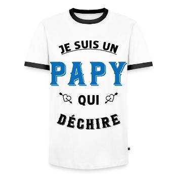 Je suis un papy qui déchire - T-shirt contrasté Homme - blanc/noir - Devant - AI Model Female 172 light (172cm) & AI Model Male 178 dark (178cm)