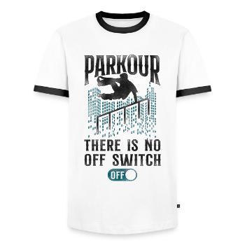Parkour Free Running Traceur - Men's Ringer Shirt - white/black - Front - AI Model Female 172 light (172cm) & AI Model Male 178 dark (178cm)