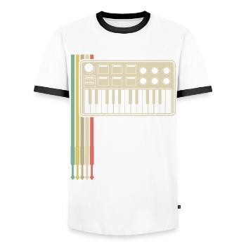 Synthesizer Analog Modular Synthesizers - Men's Ringer Shirt - white/black - Front - AI Model Female 172 light (172cm) & AI Model Male 178 dark (178cm)
