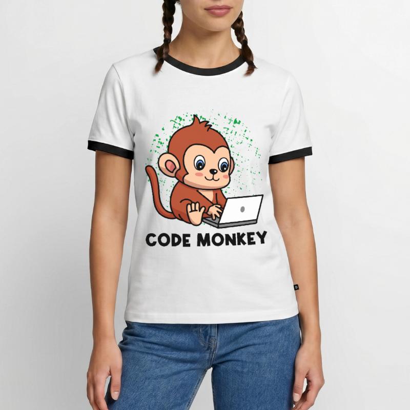Code Monkey Programming Coder Computer Geek Develo Männer Kontrast-T-Shirt