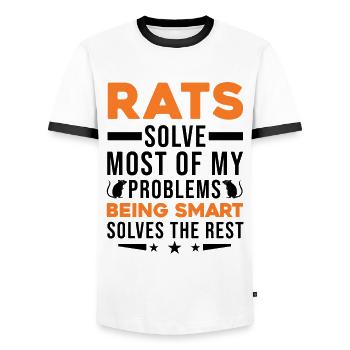 Rats solve most of my problems Ratte - Männer Kontrast-T-Shirt - Weiß/Schwarz - Vorne - AI Model Female 172 light (172cm) & AI Model Male 178 dark (178cm)