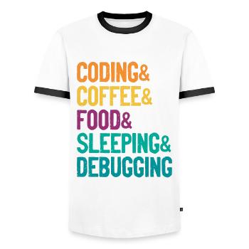 Coding Coffee Food Sleeping Debbuging Programmer C - Männer Kontrast-T-Shirt - Weiß/Schwarz - Vorne - AI Model Female 172 light (172cm) & AI Model Male 178 dark (178cm)