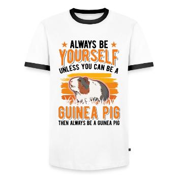 Cochon d’Inde Cadeau Cochon d’Inde - T-shirt contrasté Homme - blanc/noir - Devant - AI Model Female 172 light (172cm) & AI Model Male 178 dark (178cm)