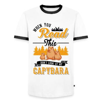 Capybara Wasserschwein Capibara - Men's Ringer Shirt - white/black - Front - AI Model Female 172 light (172cm) & AI Model Male 178 dark (178cm)