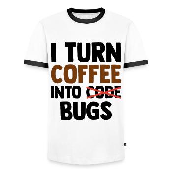 I Turn Coffee Into Bugs Coding Programming Softwar - Männer Kontrast-T-Shirt - Weiß/Schwarz - Vorne - AI Model Female 172 light (172cm) & AI Model Male 178 dark (178cm)